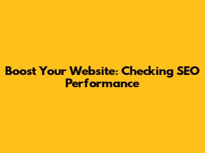 Boost Your Website: Checking SEO Performance