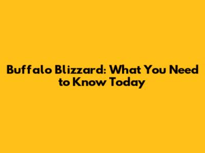 Buffalo Blizzard: What You Need to Know Today