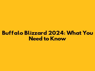 Buffalo Blizzard 2024: What You Need to Know