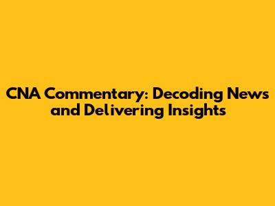 CNA Commentary: Decoding News and Delivering Insights