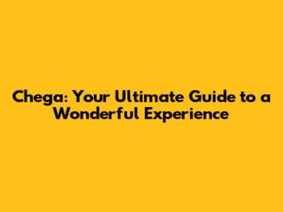 Chega: Your Ultimate Guide to a Wonderful Experience