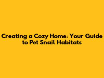 Creating a Cozy Home: Your Guide to Pet Snail Habitats