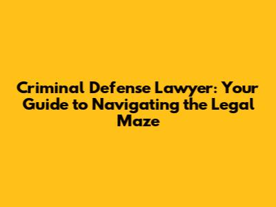 Criminal Defense Lawyer: Your Guide to Navigating the Legal Maze