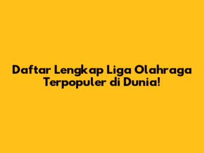 Daftar Lengkap Liga Olahraga Terpopuler di Dunia!
