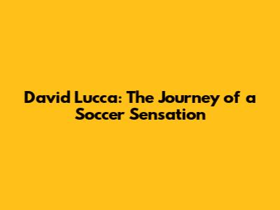 David Lucca: The Journey of a Soccer Sensation