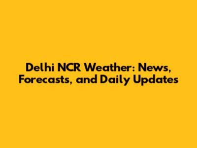 Delhi NCR Weather: News, Forecasts, and Daily Updates
