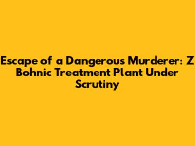 Escape of a Dangerous Murderer: Z Bohnic Treatment Plant Under Scrutiny