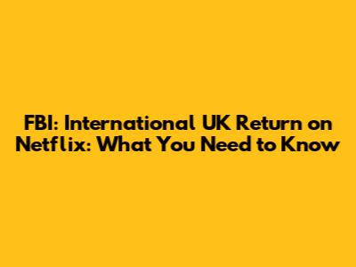 FBI: International UK Return on Netflix: What You Need to Know