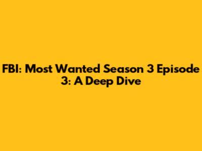 FBI: Most Wanted Season 3 Episode 3: A Deep Dive