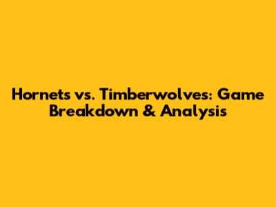 Hornets vs. Timberwolves: Game Breakdown & Analysis