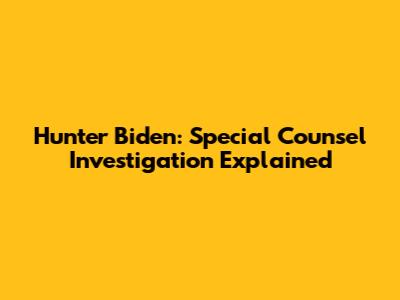 Hunter Biden: Special Counsel Investigation Explained