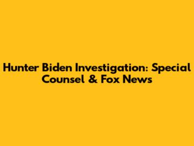 Hunter Biden Investigation: Special Counsel & Fox News