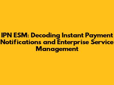 IPN ESM: Decoding Instant Payment Notifications and Enterprise Service Management