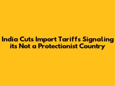 India Cuts Import Tariffs Signaling it's Not a Protectionist Country