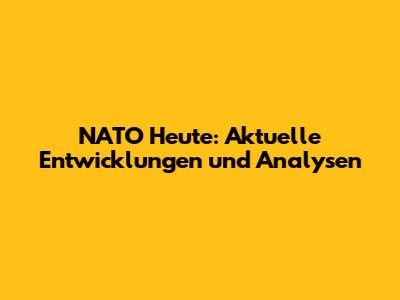 NATO Heute: Aktuelle Entwicklungen und Analysen