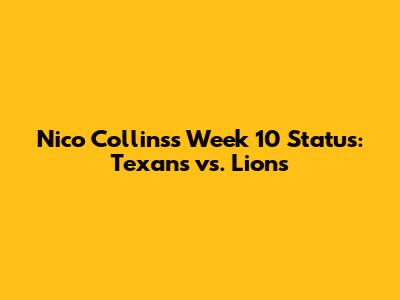 Nico Collins's Week 10 Status: Texans vs. Lions