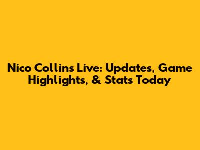 Nico Collins Live: Updates, Game Highlights, & Stats Today