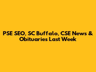 PSE SEO, SC Buffalo, CSE News & Obituaries Last Week
