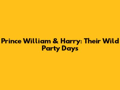 Prince William & Harry: Their Wild Party Days