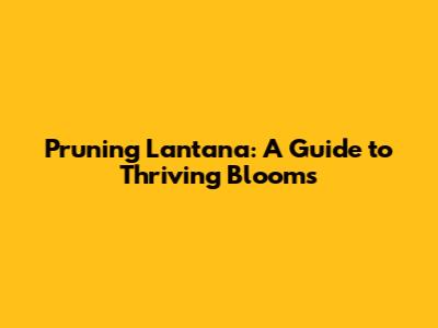 Pruning Lantana: A Guide to Thriving Blooms
