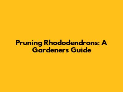 Pruning Rhododendrons: A Gardener's Guide