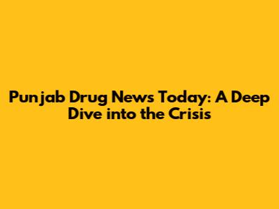 Punjab Drug News Today: A Deep Dive into the Crisis