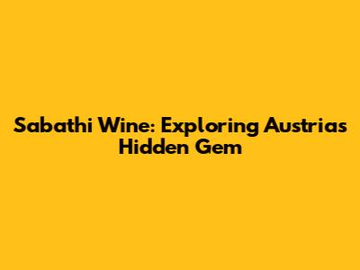 Sabathi Wine: Exploring Austria's Hidden Gem