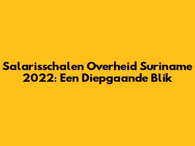 Salarisschalen Overheid Suriname 2022: Een Diepgaande Blik