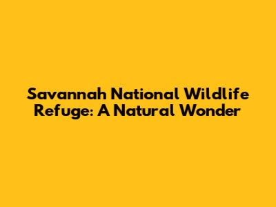 Savannah National Wildlife Refuge: A Natural Wonder
