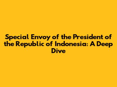 Special Envoy of the President of the Republic of Indonesia: A Deep Dive