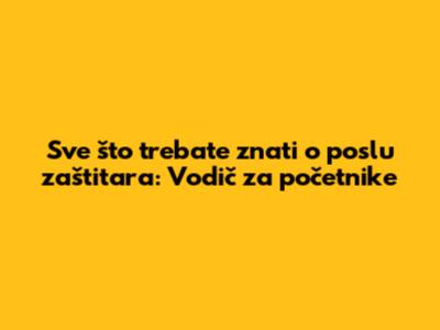 Sve što trebate znati o poslu zaštitara: Vodič za početnike