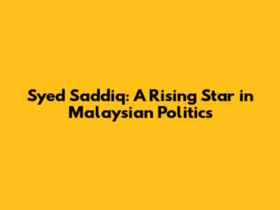 Syed Saddiq: A Rising Star in Malaysian Politics