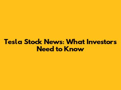 Tesla Stock News: What Investors Need to Know