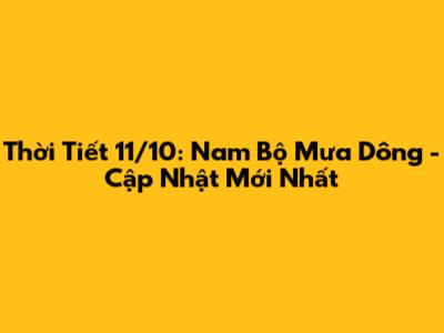 Thời Tiết 11/10: Nam Bộ Mưa Dông - Cập Nhật Mới Nhất
