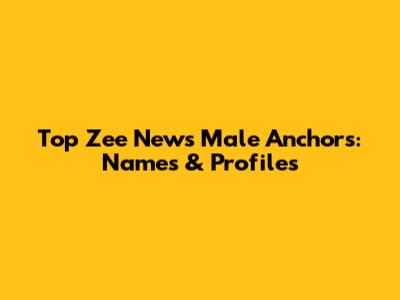 Top Zee News Male Anchors: Names & Profiles