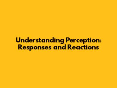 Understanding Perception: Responses and Reactions