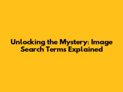 Unlocking the Mystery: Image Search Terms Explained