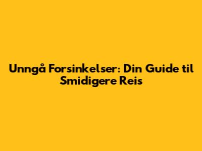 Unngå Forsinkelser: Din Guide til Smidigere Reis