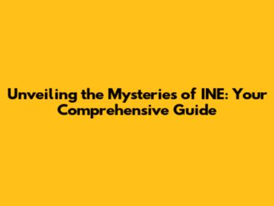 Unveiling the Mysteries of INE: Your Comprehensive Guide