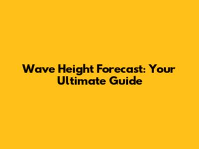 Wave Height Forecast: Your Ultimate Guide